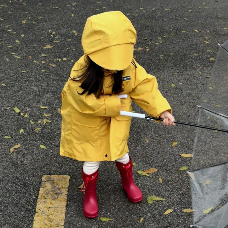 Children's Raincoat Long Windbreaker Style Hooded Loose School Bag Waterproof and Windproof Student Poncho 3-18 Years Old for School Use