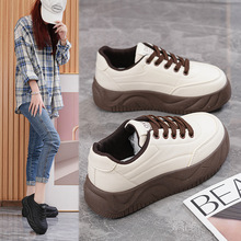 2025春季新款小白鞋女松糕厚底面包鞋休闲百搭软底轻便板鞋W5808