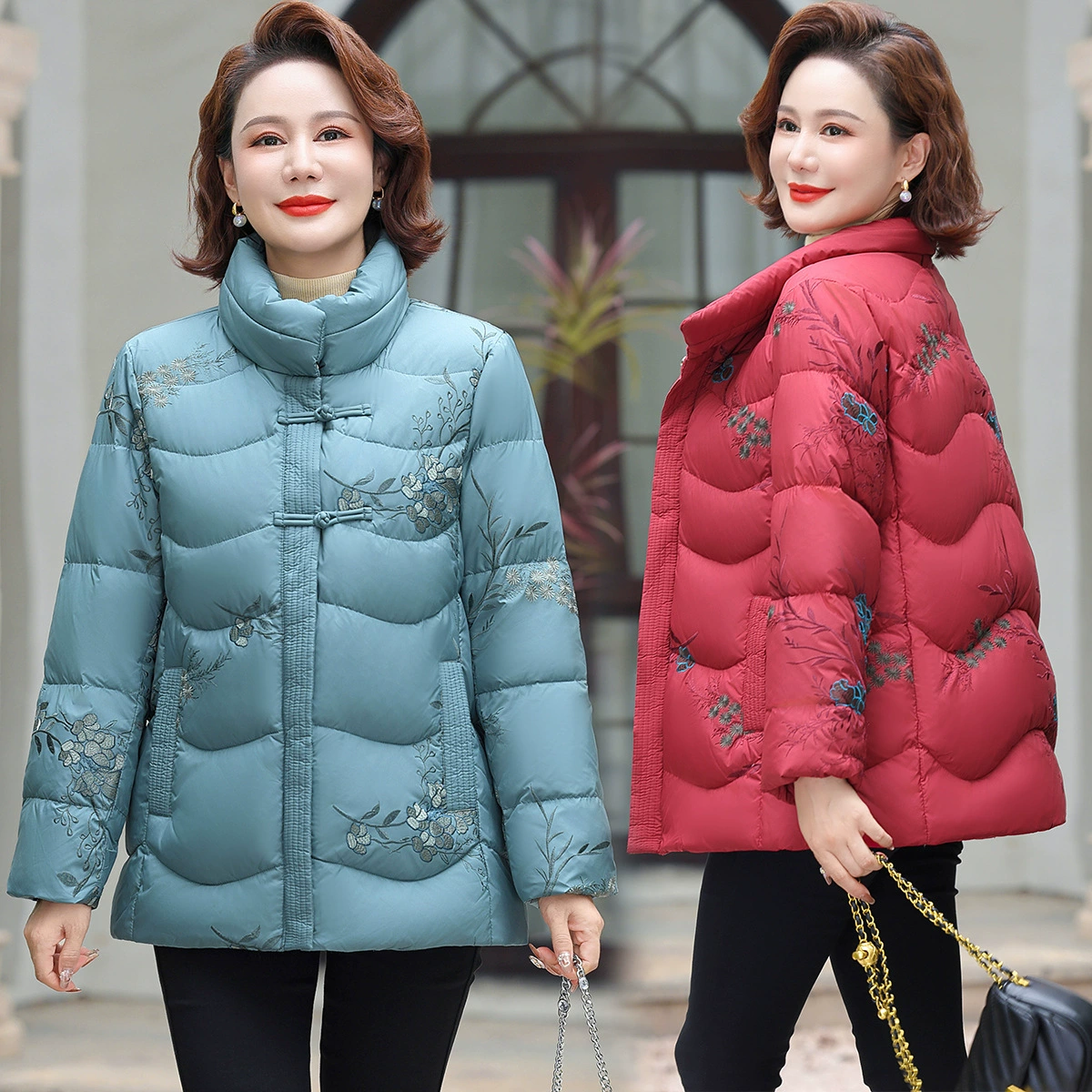 Мама зимний пуховик 2024 новый толстый хлопчатобумажный костюм пожилой пожилой бабуля осень зимняя куртка теплая хлопчатобумажная куртка женщина