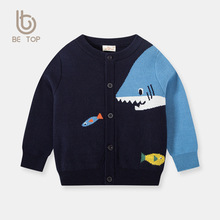 定制儿童毛衣卡通鲨鱼开衫新款童装秋冬装男童针织衫外套一件拿样