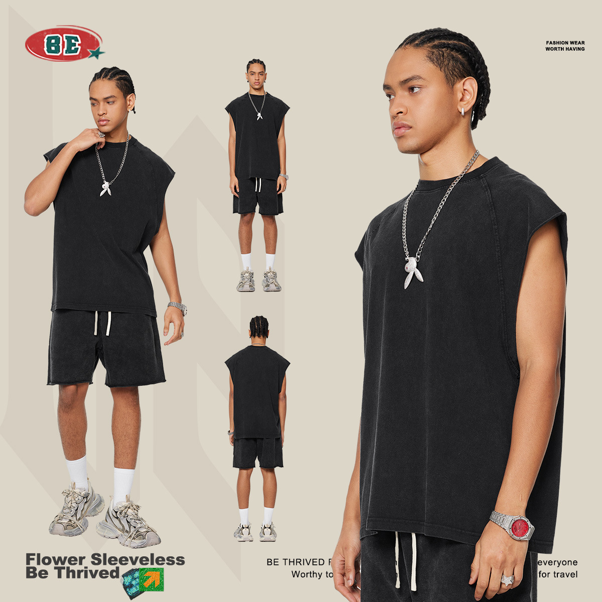 Chaleco Deportivo de Estilo Americano para Hombre, Primavera/Verano 2025, Chaleco sin Mangas con Diseño Desgastado y Estilo Urbano