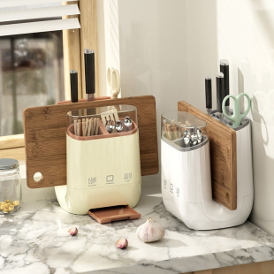 Kitchen Knife Holder Storage Rack Household Cutting Board Organizer Countertop Drainage Chopstick Holder Cutting Board Knife Integrated Kitchen Knife Rack