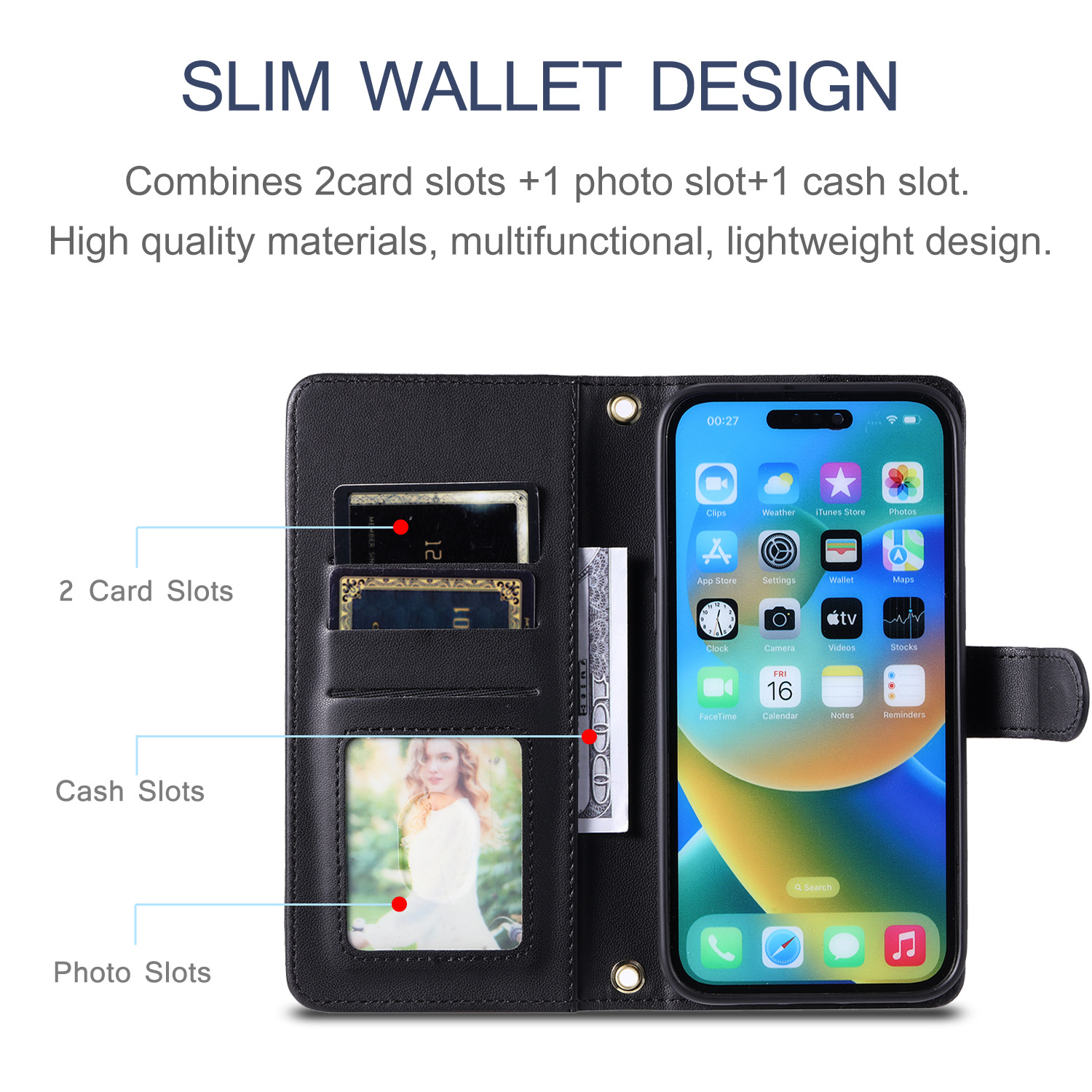 Phone Case With Card Holder And Crossbody Strap For Iphone 15 Pro Max_voghion.com