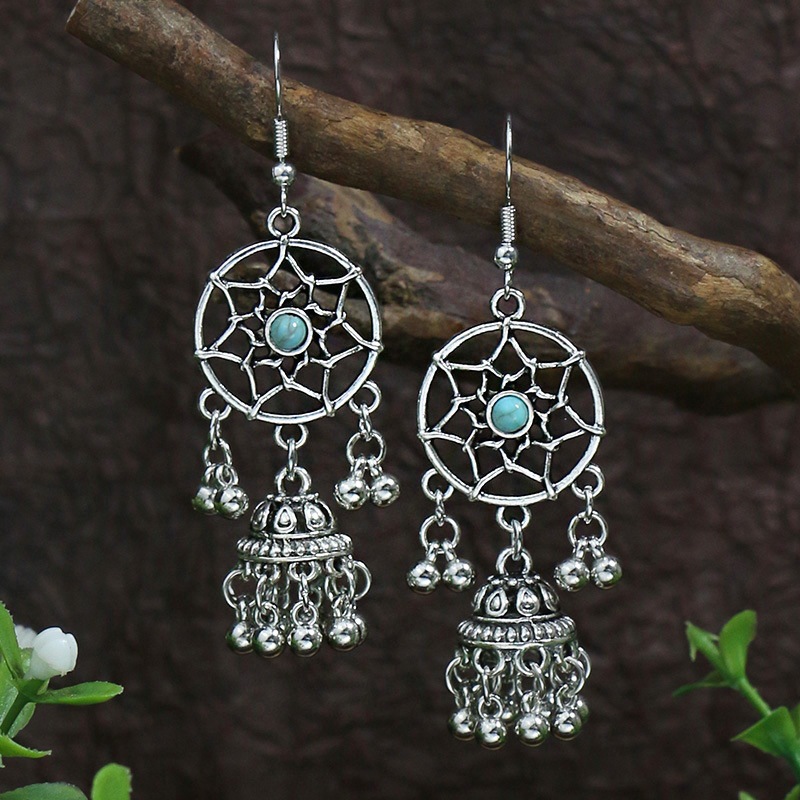 1 Pair Ethnic Style Geometric Plating Alloy Turquoise Drop Earrings display picture 4