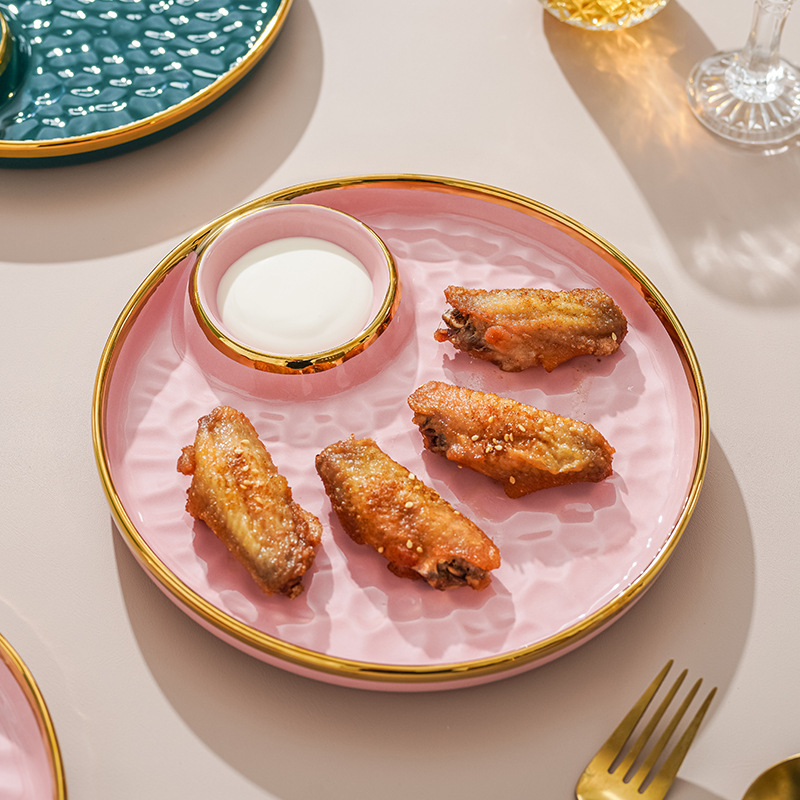 Nórdico creativo de cerámica bola de masa Placa de desayuno con vinagre plato de hogar Luz de lujo plato de sushi plato fritas