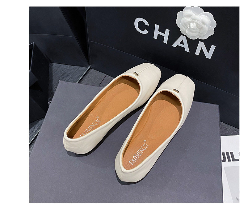 Giày búp bê nữ mũi vuông đế bằng gót thấp, giày công sở nông miệng — Màu mơ, Màu đen chi tiết 26