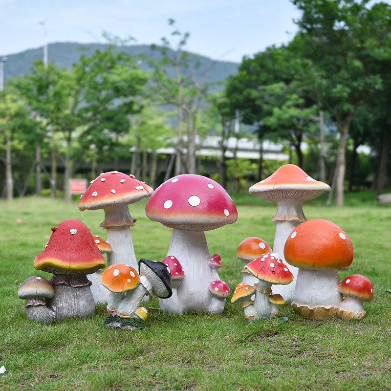 跨境仿真蘑菇摆件树脂工艺品户外别墅庭院装饰品园林花园草坪造景