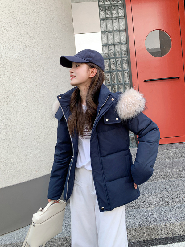 新国标90羽绒服女短款2025新款收腰版冬季修身高级感真毛领外套潮|undefined