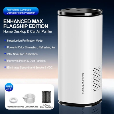 Cross-Border Deodorizing Small USB Rechargeable Car Air Purifier for Removing Smoke and Odors (Hava təmizləyiciləri) - tc-022-purifier-white