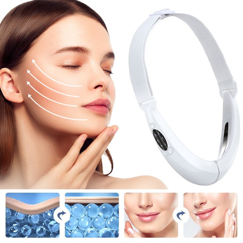 AUSHEN カラーライト EMS フェイスリフト器具スマート引き締め小さな V フェイス電気痩身二重あご咬筋リフティング美容器具|undefined