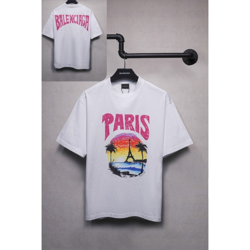 25ssクロスボーダー高品質タワーテーププリントレタードダメージ半袖Tシャツゆったり万能ワンピース卸売|undefined