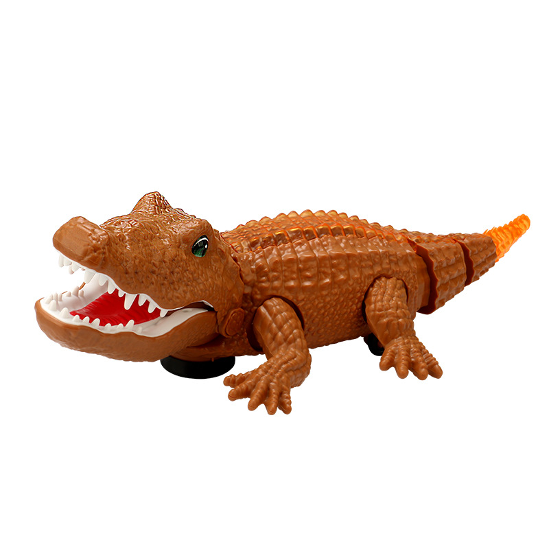 Nuevos productos transfronterizos eléctricos universal oscilante cocodrilo efectos de sonido iluminación simulación animal rastreo juguetes para niños al por mayor