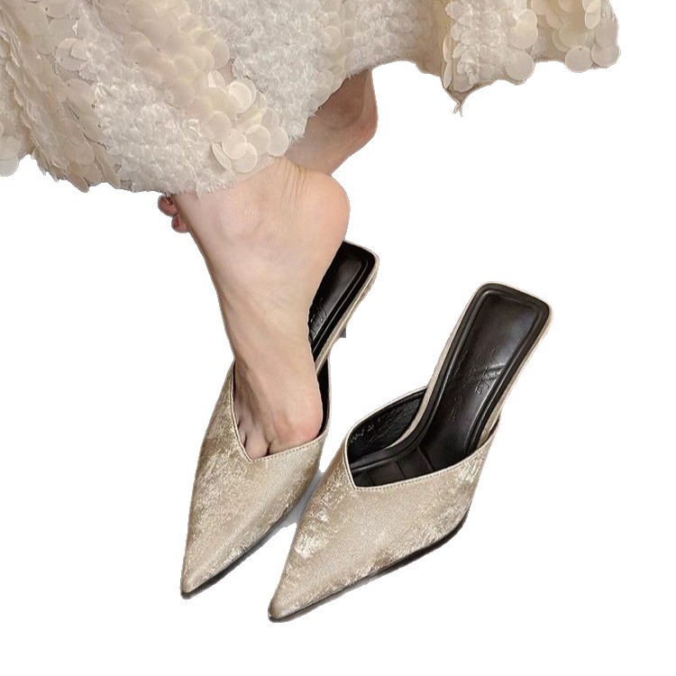2025 Autumn New Style Pointed Toe Backle Stiletto Mule For Outdoor Wear, Veratile And Elegant Slip-On High Heel_vogvips.com