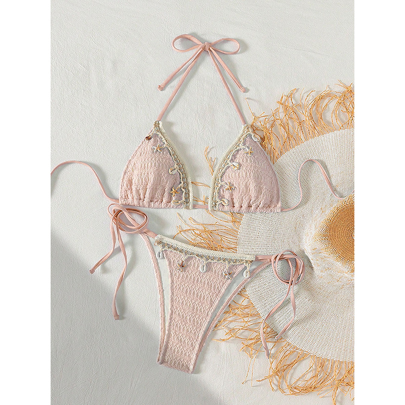 2025 trajes de baño de color sólido, trajes de baño de vacaciones de playa sexy de comercio exterior de Amazon