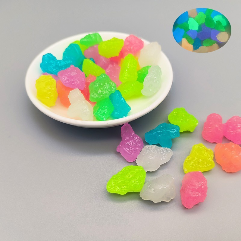 Piedras de cristal de cubo transparente, adornos creativos de bricolaje, cubitos de hielo luminosos, juguetes para niños, piedras luminosas, luminosas de color