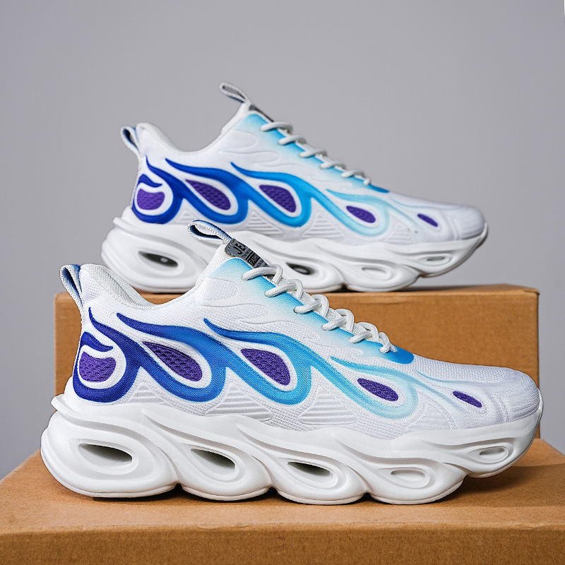 Herren Herbstsport 2024 neue atmungsaktive ultraleichte Dämpfung Laufschuhe aus weißem Casual Mesh mit dicker Sohle_voghion.com