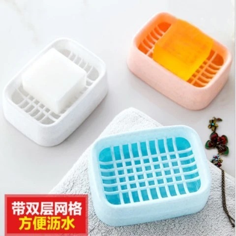Drainage soap box household bathroom large soap rack bathroom plastic simple European double-layer soap box soap dish