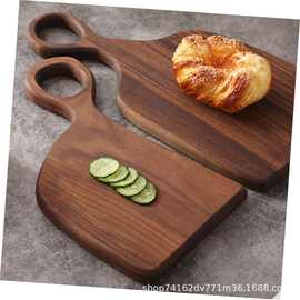 胡桃木参半牛排面包板实木砧板带手柄厨房案板披萨牛排板托盘