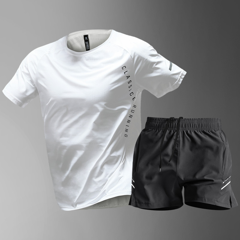 Running sports suit hombre camiseta de hielo de verano ropa de secado rápido pantalones de baloncesto sueltos ropa de entrenamiento fitness