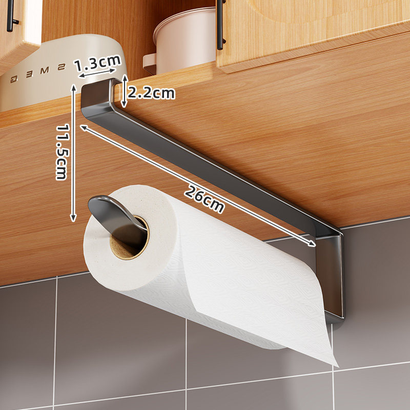 Portarrollos de Cocina para Gabinete de Acero Inoxidable, Sin Perforación, Colgante