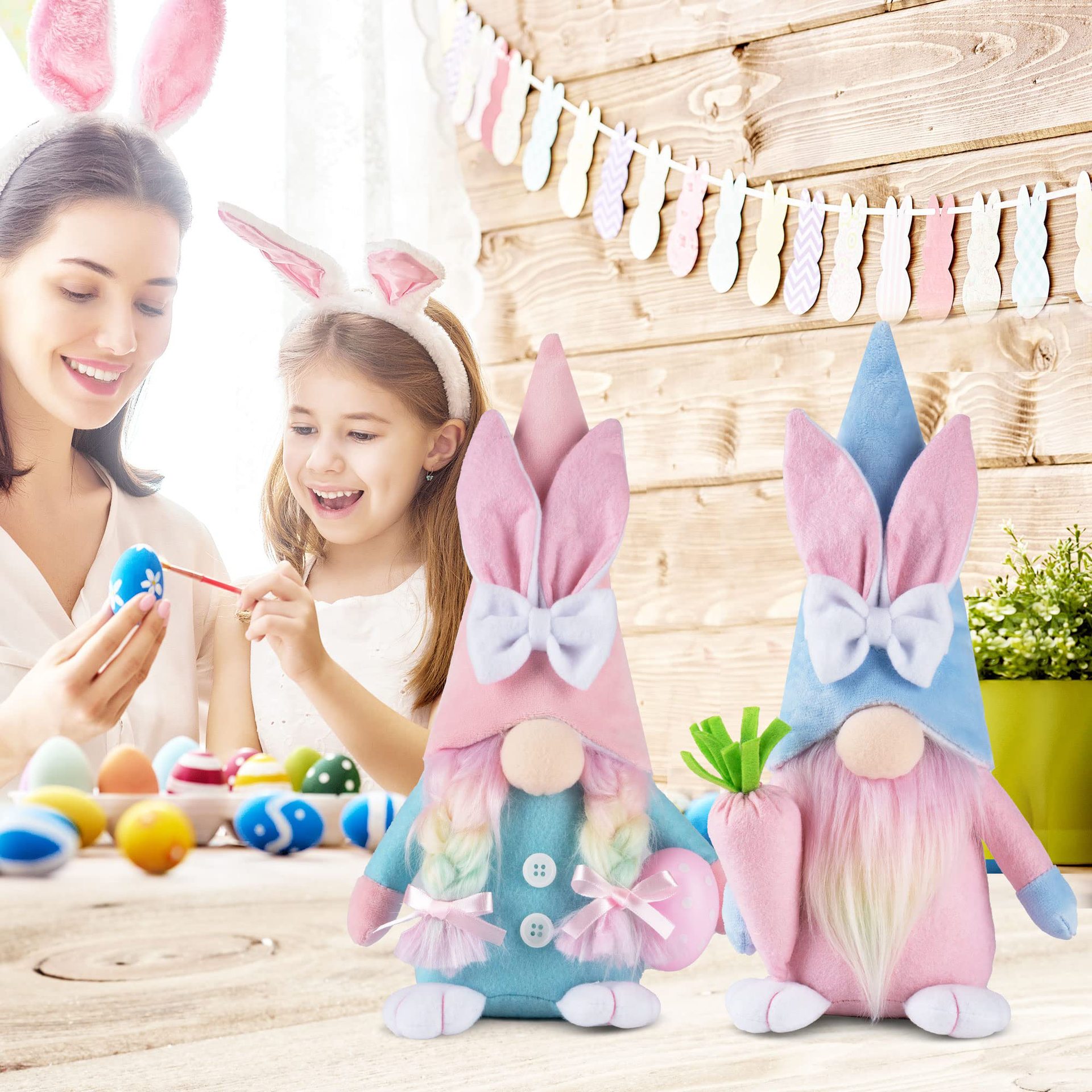 Transfronterizo nuevo conejo de Pascua muñeca sin rostro rábano huevo decoración fiesta atmósfera Decoración