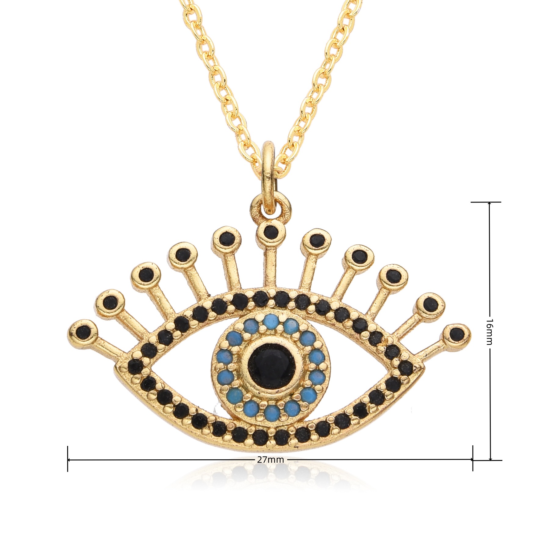 14g Weight Copper Pendant Material Zircon Inlay Material Pendant Necklace Classification Copper Chain Material cable chain Chain Type 1 Piece Quantity Holiday, Daily Occasion Copper Material Eye Pattern Women's Gender Inlay Design Shiny, IG Style Style Copper Inlay Eye Zircon Pendant Necklace 无