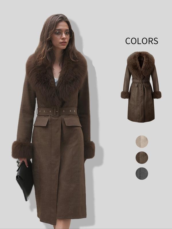 Women's Solid Color Fur Trim Jacket Casual Long Sleeve|undefined