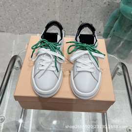 2024年秋季新款欧洲站女鞋真皮复古做旧休闲板鞋系带厚底小白鞋女