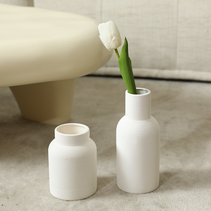 Jarrón de cerámica simple blanco escritorio suave decoración Nordic hogar sala de estar comedor arreglo de flores secas decoración al por mayor