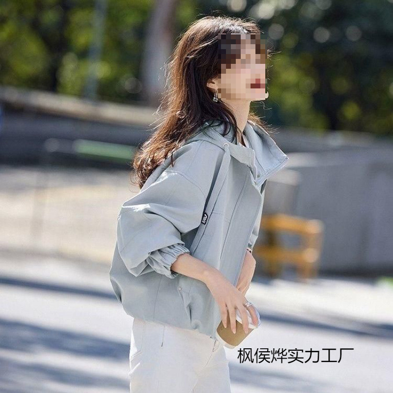 风衣新款冲锋衣宽松减龄小个子春秋连帽百搭夹克休闲工装上衣外套|undefined