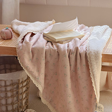 2025新款A面全棉双层纱B面舒棉绒多功能的毯被套毯毯子双层盖毯