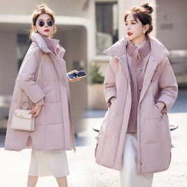 韩版休闲时尚白鸭绒羽绒服女冬假两件针织拼接显瘦加厚防寒服外套