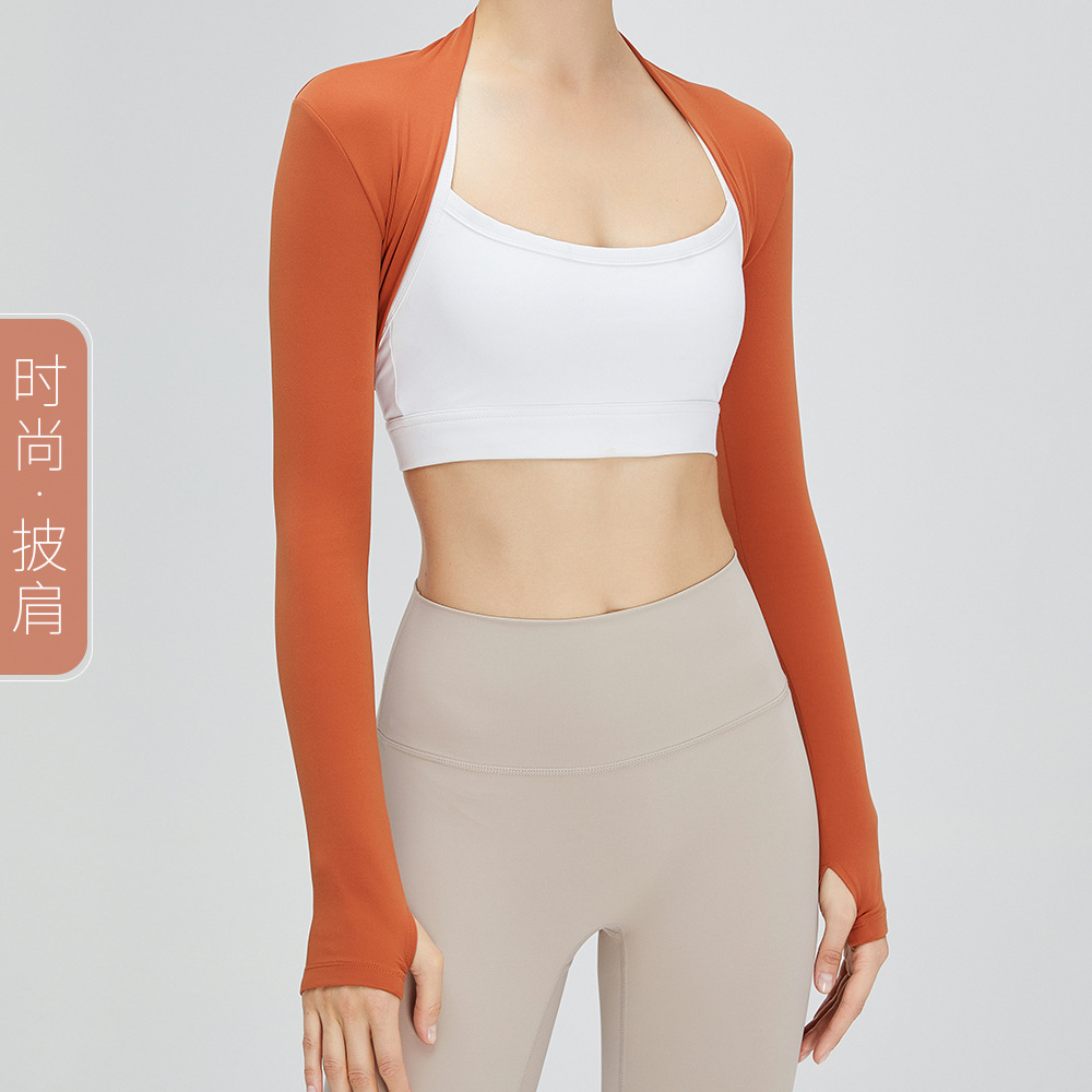 Otoño e Invierno cálido deportes cardigan cepillado yoga chal abrigo al aire libre fitness pequeño chaleco color sólido corto ropa de yoga