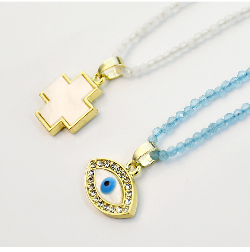 Elegant Lady Devil'S Eye Butterfly 304 Stainless Steel Artificial Crystal Turquoise Gold Plated Pendant Necklace In Bulk display picture 5