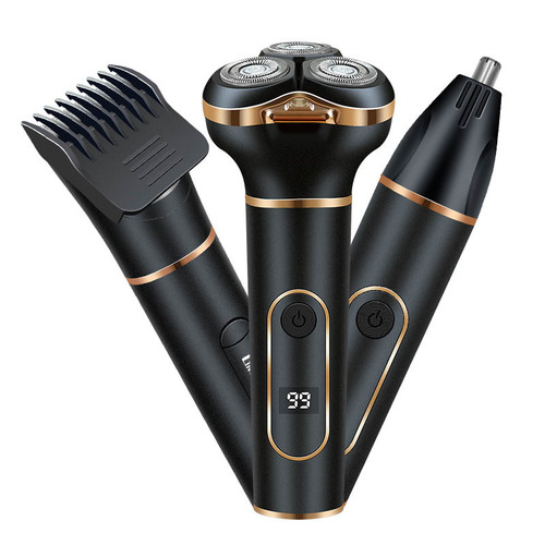 Lingke 3608 Electric Shaver Multi-function 3-in-1 LCD Digital Display Men's USB Charging Razor Set