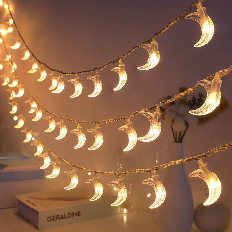 LED string lights, solar USB battery options, star & moon decorative camping light strip, multi-length