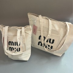 新品miu帆布包大容量女士单肩包环保购物袋手提袋字母包代发批发