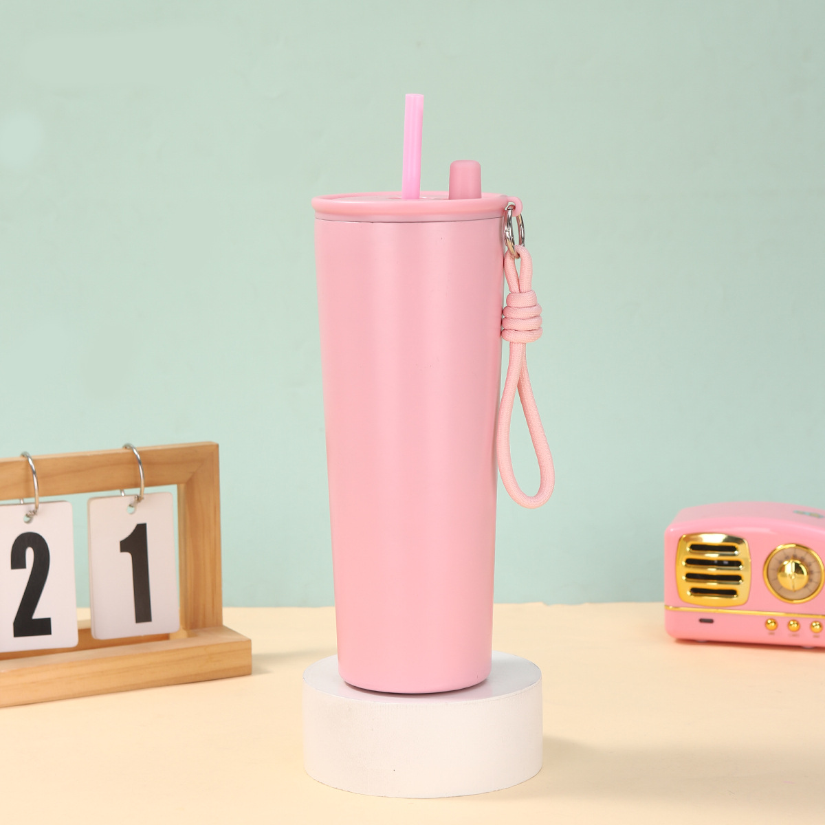 Taza de aislamiento de alto valor Taza de hielo de acero inoxidable 304 nuevo estilo Taza de agua portátil con pajita de 710ml image 8
