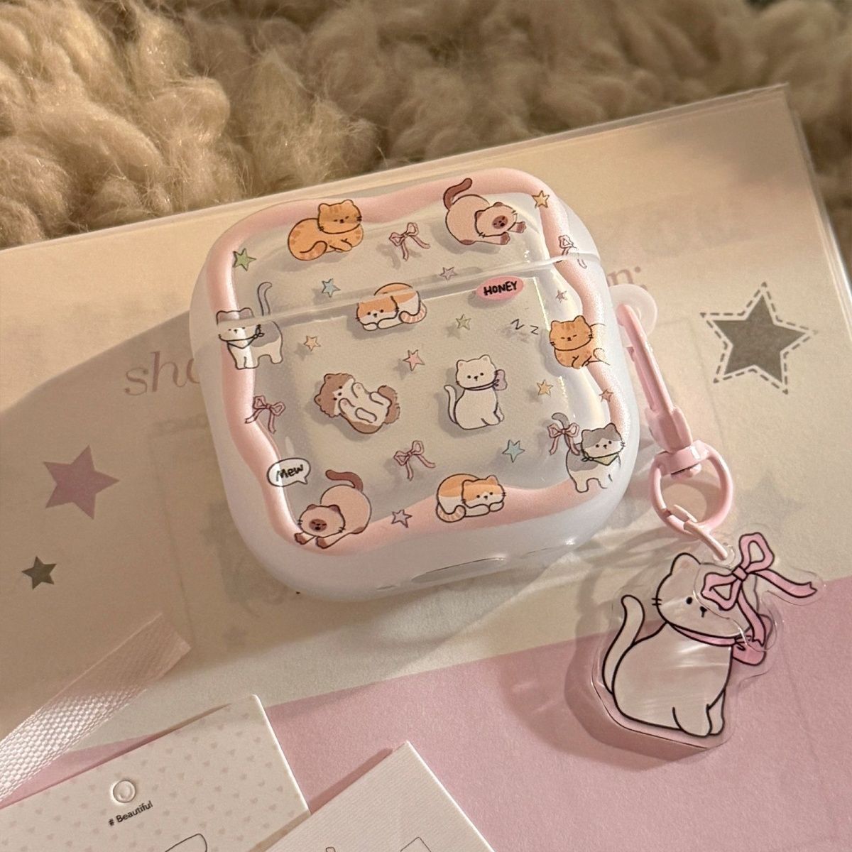 Gato rosa para airpods4 generación auriculares airpodspro3 / 2 caso Bluetooth Apple 5 generación