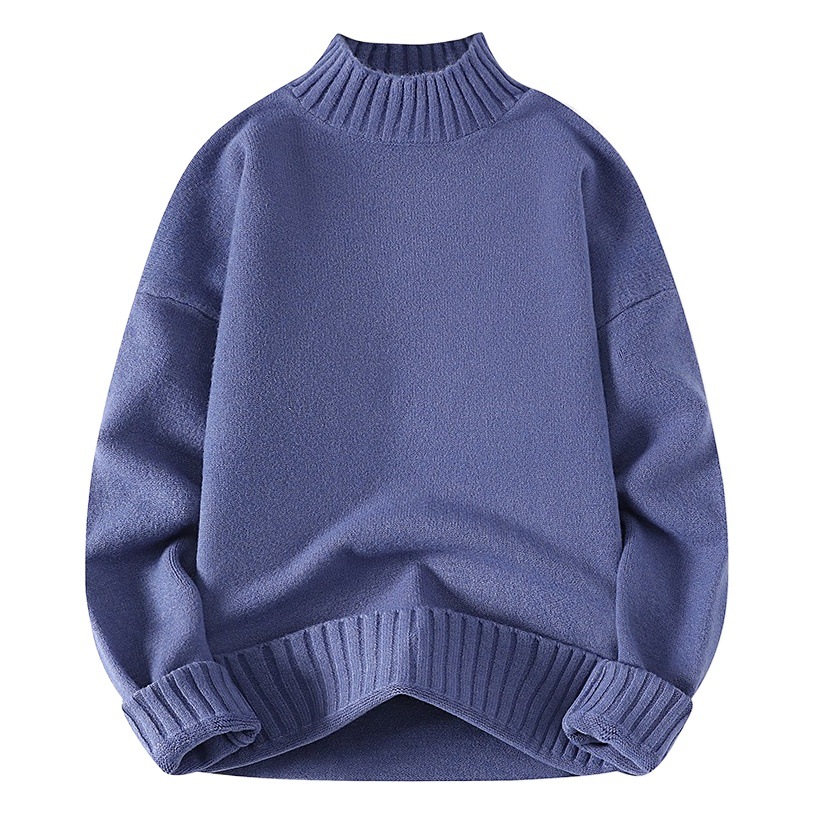 El comercio exterior de los hombres de otoño e invierno medio cuello alto de color sólido engrosado suéter de manga larga suéter casual de moda de los hombres jóvenes