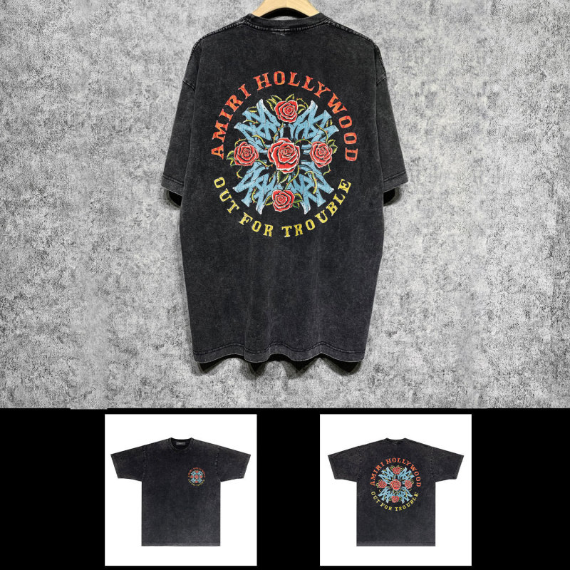 Always in stock: European and American trendy brand Amiri VINTAGE T SHIRT, washed and distressed, vintage short-sleeve T-shirt Always in stock: European and American trendy brand Amiri VINTAGE T SHIRT, washed and distressed, vintage short-sleeve T-shirt
