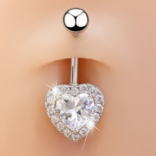 European and American love navel ring creative zircon navel buckle navel ring puncture jewelry heart-shaped zircon navel buckle puncture jewelry