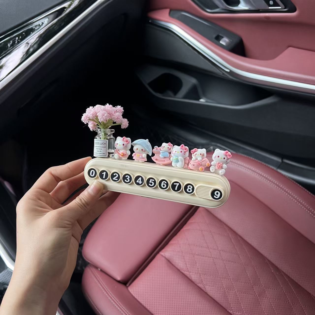 New standing KT cat number plate moving license plate temporary parking plate telephone plate car decoration car interior