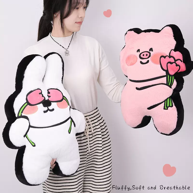 卡通可爱动物花抱枕 康乐屋漫画风40cm可爱卡通沙发靠枕靠垫