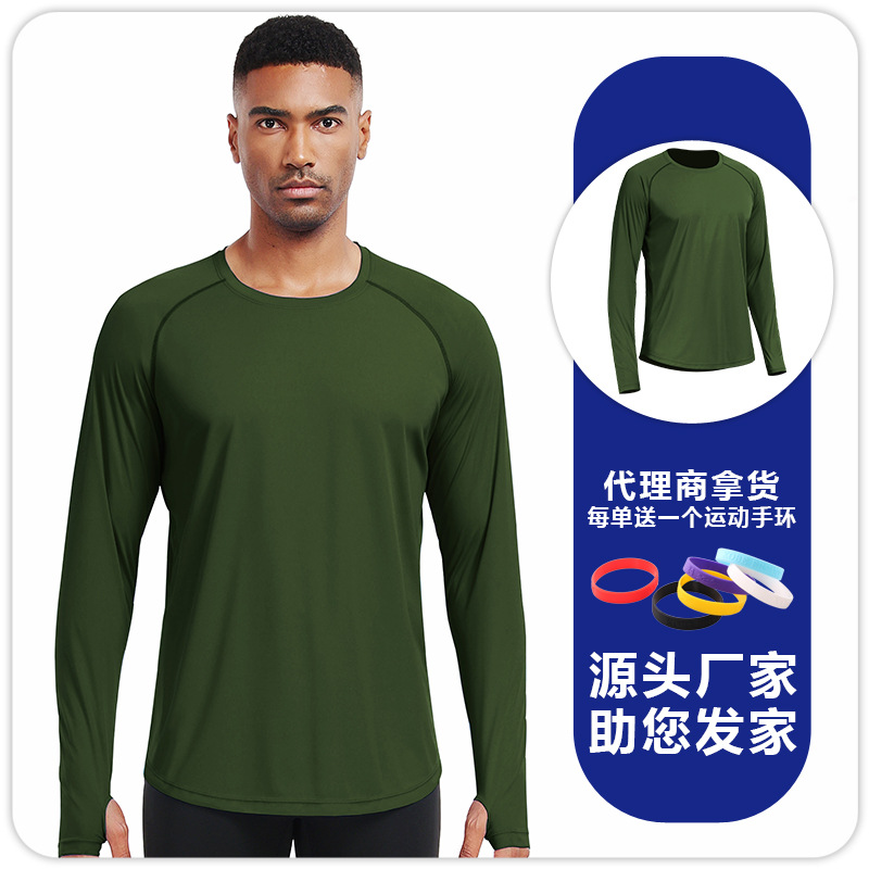 B5017 hombre de mangas largas correr yoga ropa de fitness transpirable sudor de pesca chaqueta de protección solar al aire libre