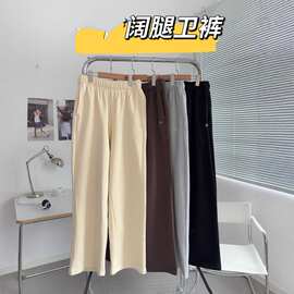 秋季现货Al*立体标阔腿卫裤瑜伽运动休闲宽松百搭直筒长裤套装女