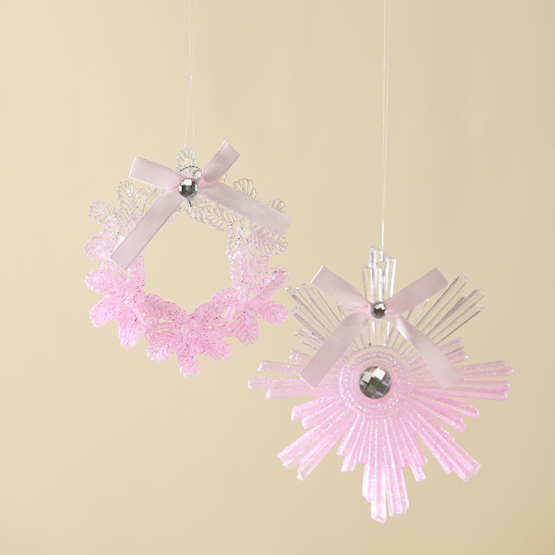 Nuevos adornos de árbol de Navidad transfronterizos colgante rosa transparente polvo acrílico colgante escena diseño props de disparo