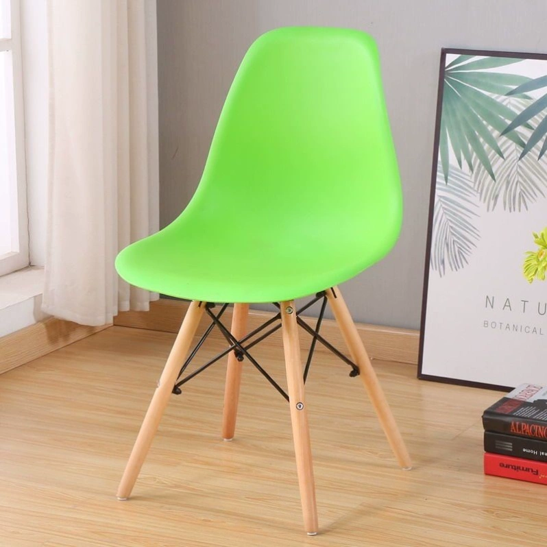 Стул в стиле Eames, пластиковое сиденье, деревянные ножки с металлическими распорками, разные цвета, стандарт/утолщённый