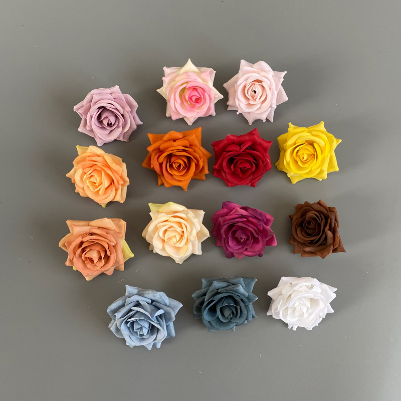 6cm Diameter Artificial Flower Rose Head Corsage Wedding New Style Handmade Flower Rose Color