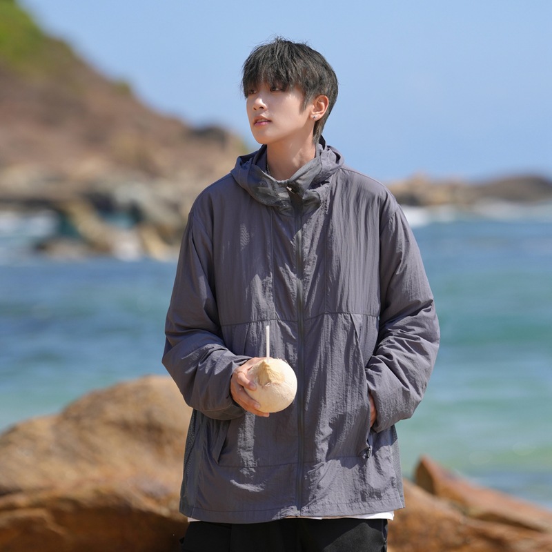 Jianheng Summer Sun Protection Clothing Men's UV Protection Outdoor Fishing Skin Clothing Lightweight Breathable Sun Protection Clothing Women's Hooded